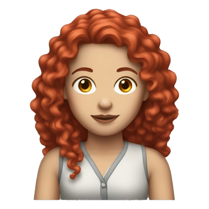 White woman with red long curly hair sticker