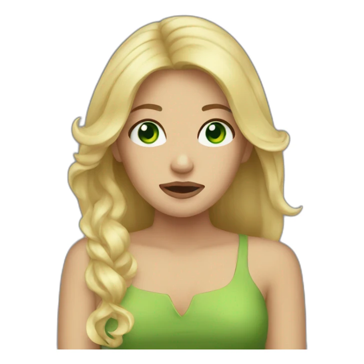 woman with blonde hair and green eyes cry sticker