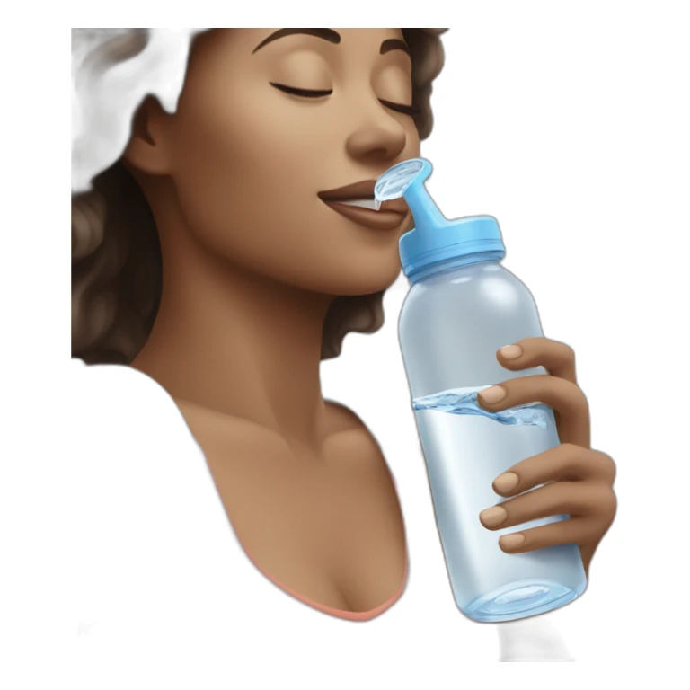 Woman drinking with a smart water bottle sticker