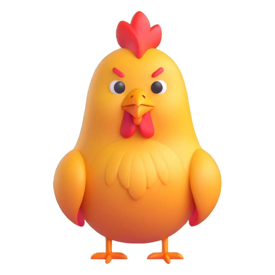 clever chicken, 3d emoji style sticker
