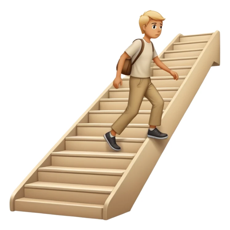 A tired person is walking up the stairs sticker
