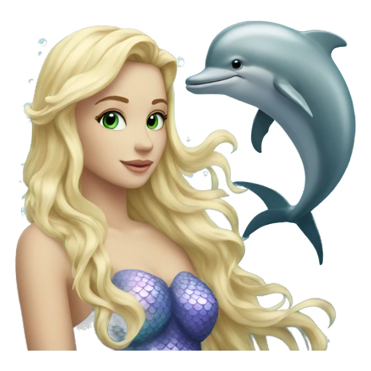 Blonde mermaid with dolphin sticker