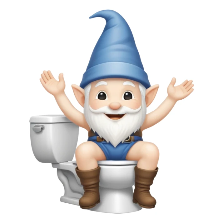White Gnome on toilet  sticker