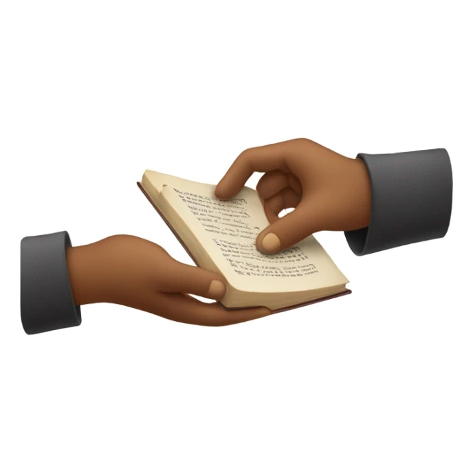 A hand passing a book or coin to another hand. sticker