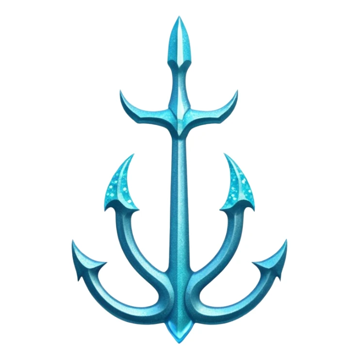Cyan Poseidon's trident with glitter and water effects around it. sticker