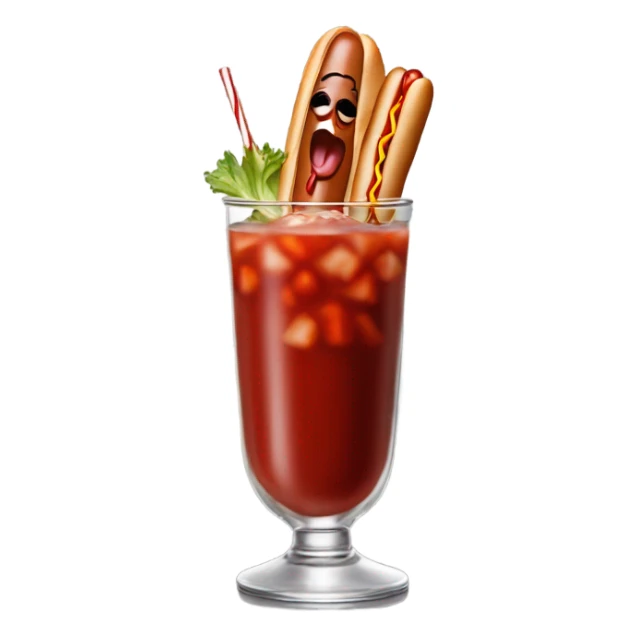 a bloody mary topped with a mini chicago dog sticker
