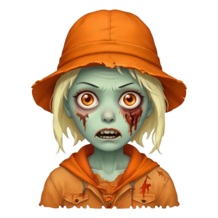zombie woman in orange hats sticker