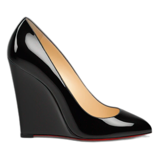 WEDGE heel LOUBOUTIN black leather PATENT sticker