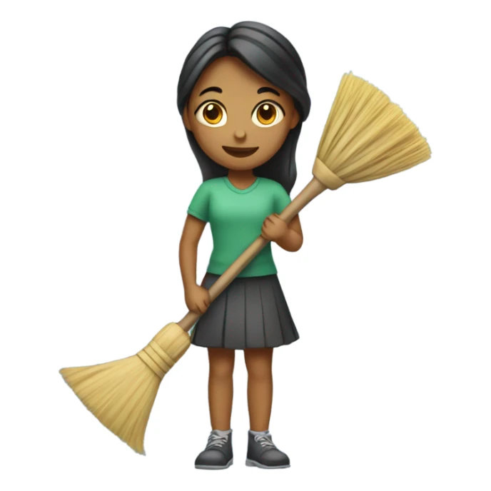 Girl with a broom sticker