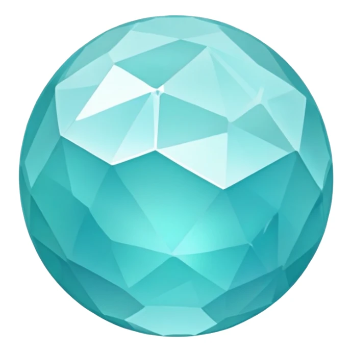 Faceted round smithsonite with robin's egg blue color and holographic shimmer sticker