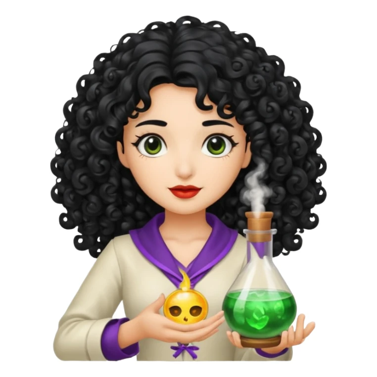latina moon alchemist woman curly black hair potion sticker