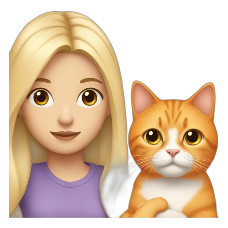 Girl with blonde hair hold a Orange cat sticker