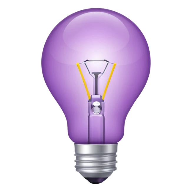 Create a creative light bulb icon in shades of purple. Make it look like a design or digital project idea, with subtle colorful lines or accents inside or around the bulb to show innovation and creativity. Keep it clear and visually appealing.
 sticker