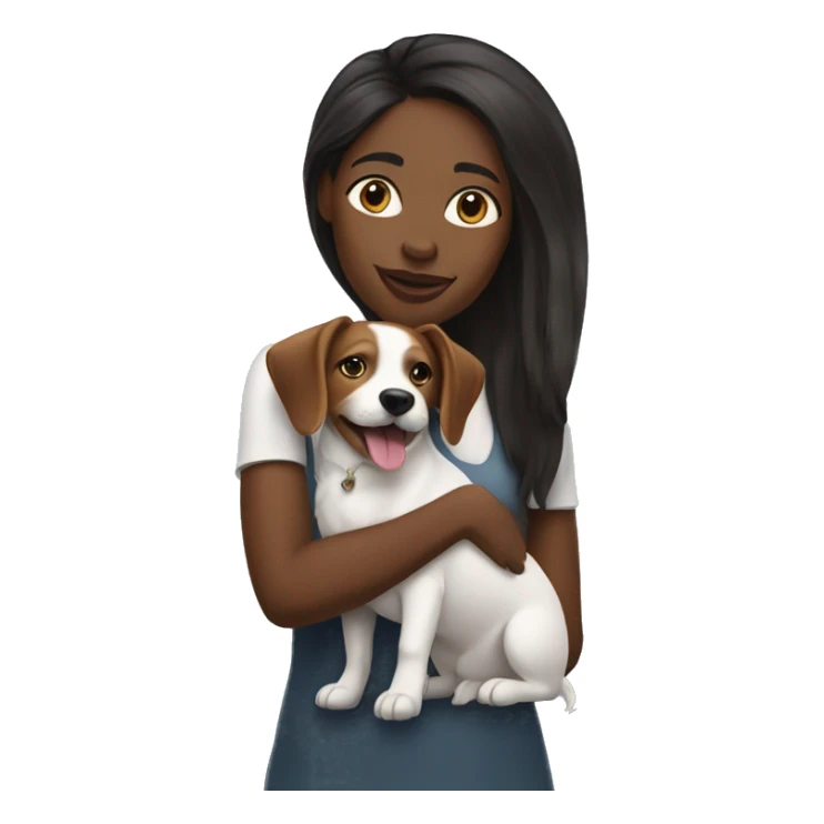 Black woman with long hair holding jack Russell terrier sticker