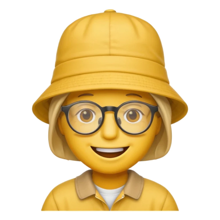 smiley emoji wearing a bucket hat and glasses sticker