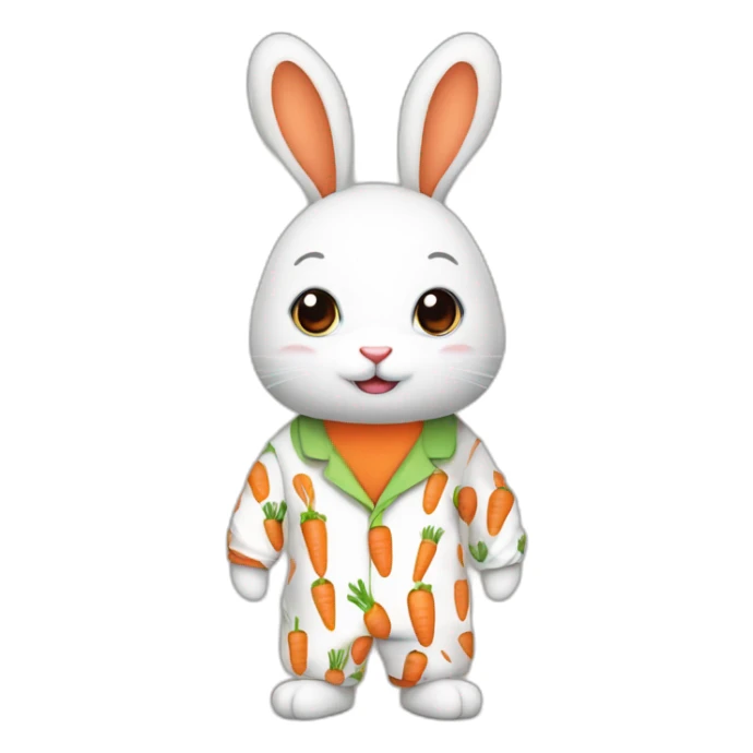 cute rabbit dressed with carrots printed on his pajamas sticker