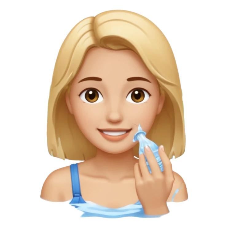 a female washing her face outside of shower  sticker