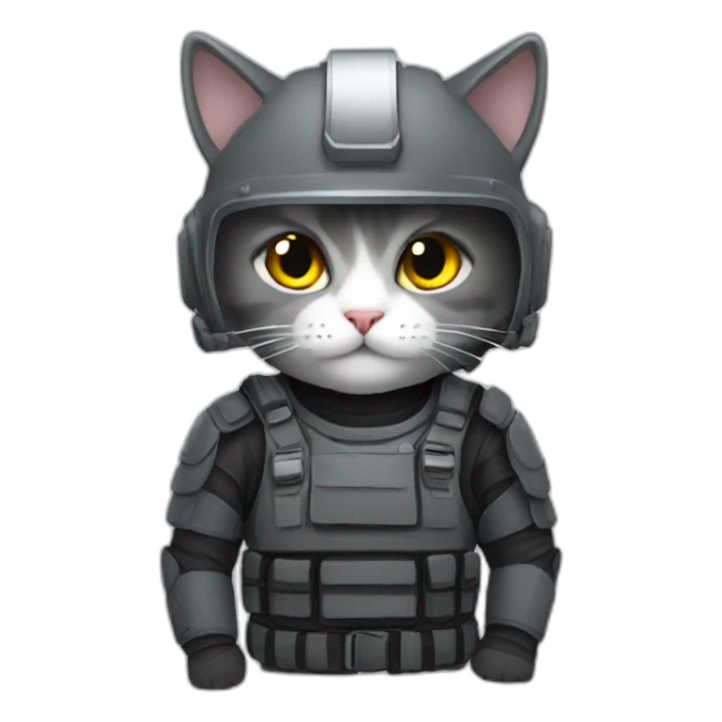 grey cat in riot gear sticker