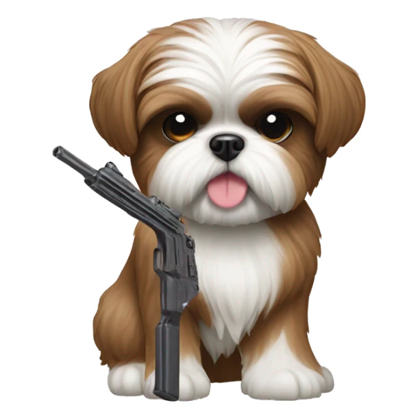 Shih Tzu holding toy gun sticker