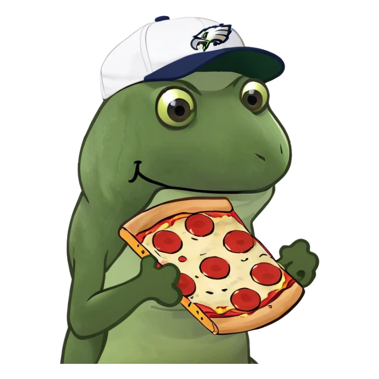 Eagles football fan holding a slice of pizza sticker