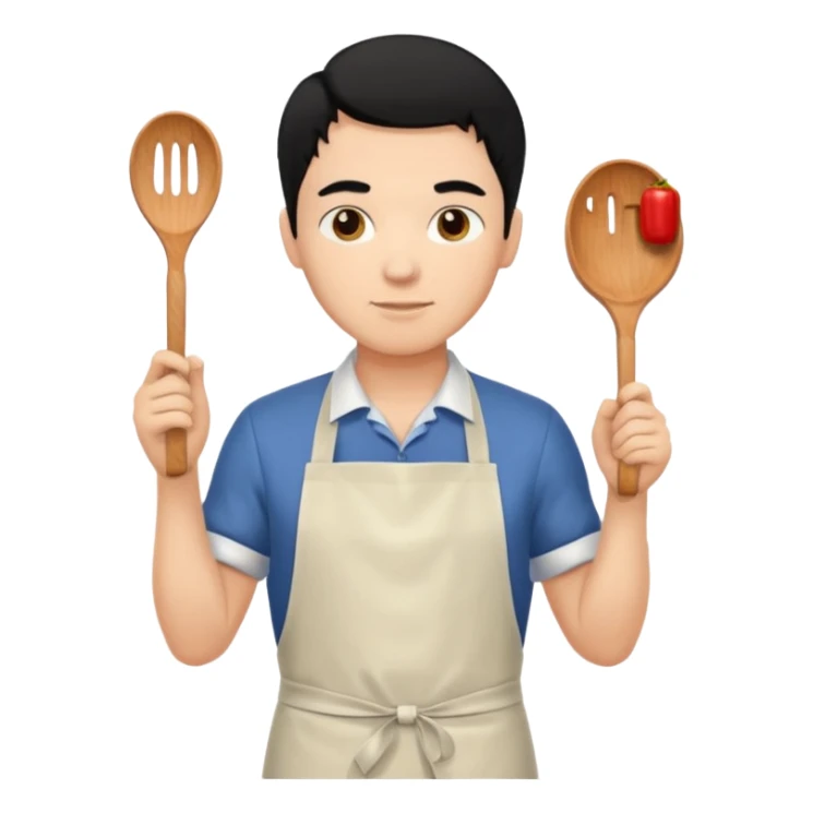 man black hair light skin tone cooking sticker