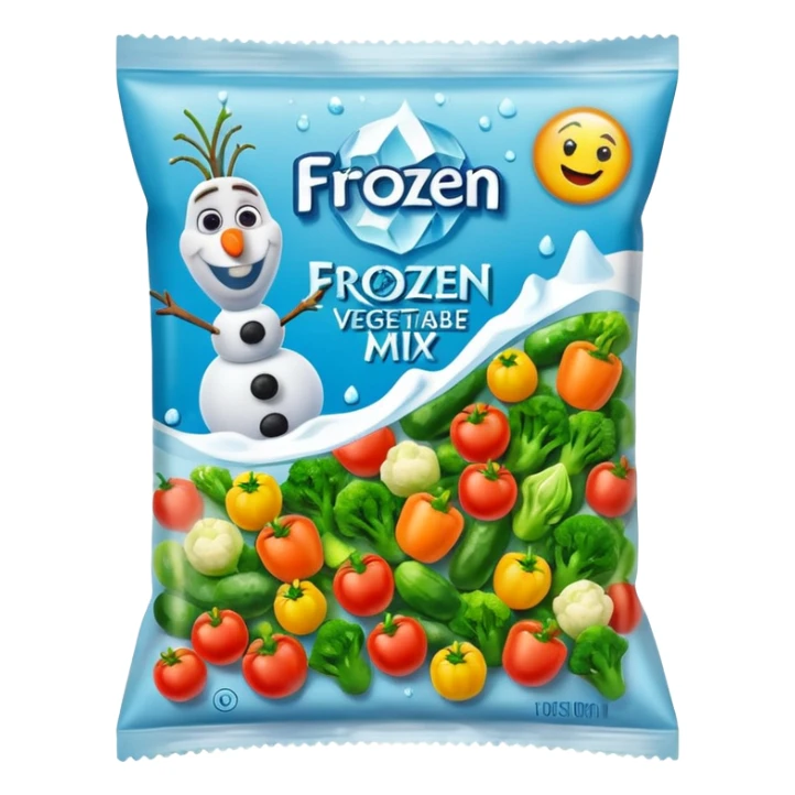 Packaging of Frozen veggies mix sticker