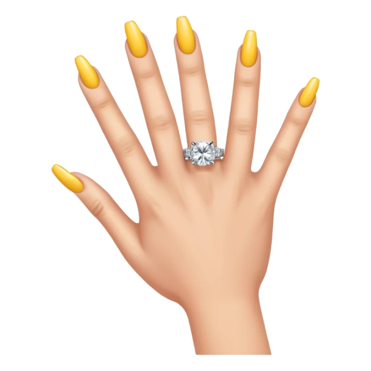 feminine hand with long nails and shiny engagement ring, emoji style sticker