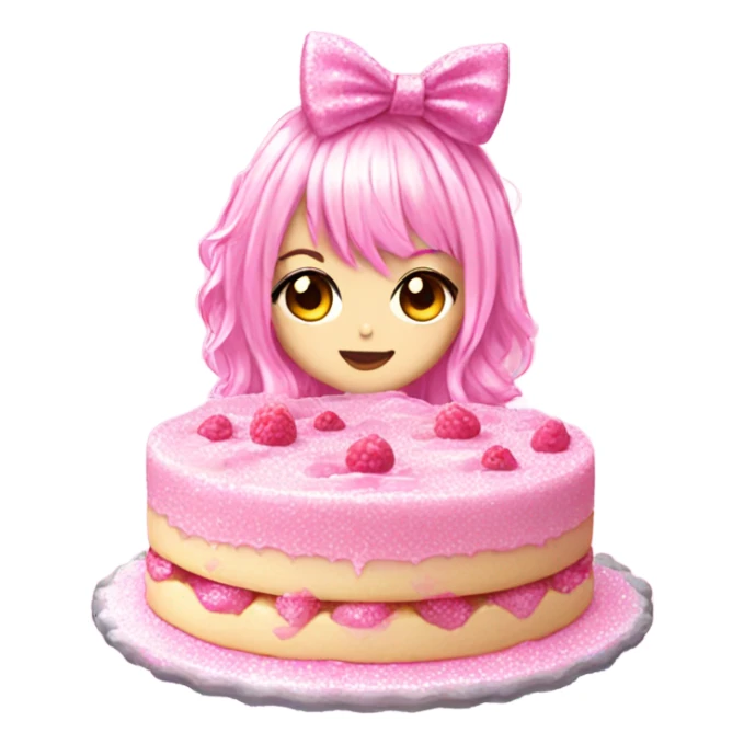 highly detailed sparkly pink gyaru dessert sticker