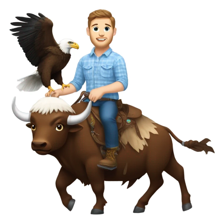 Josh Allen riding a búfalo with an eagle on his arm  sticker