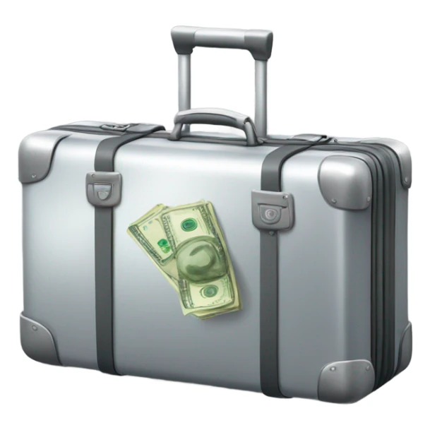 Silver luggage with money sticker