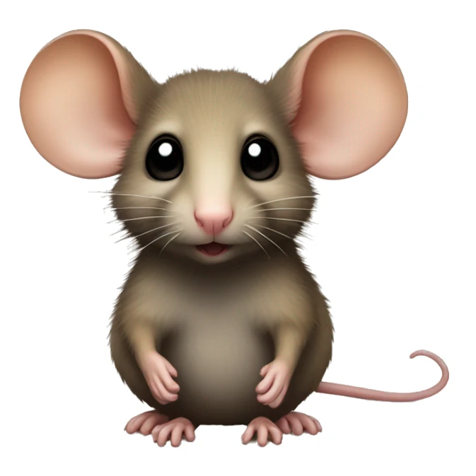 Housemouse with brown fur, a tan muzzle, a tan tummy, a black nose and black eyes sticker