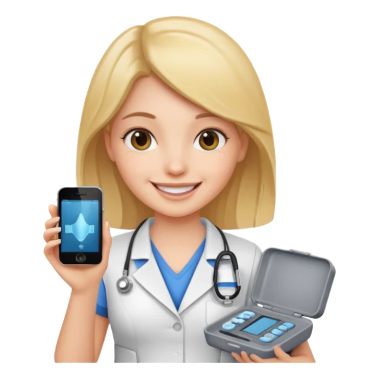 Girl holding ultrasound transducer sticker