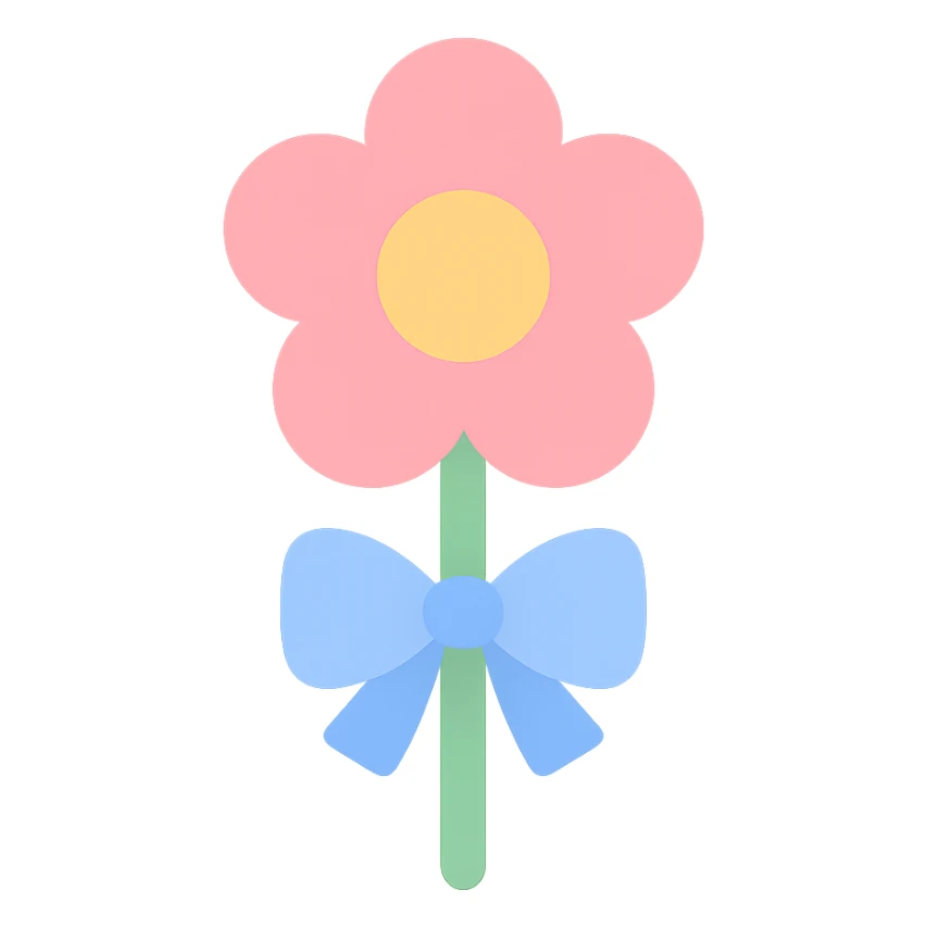 flower with a little bow icon in color sticker