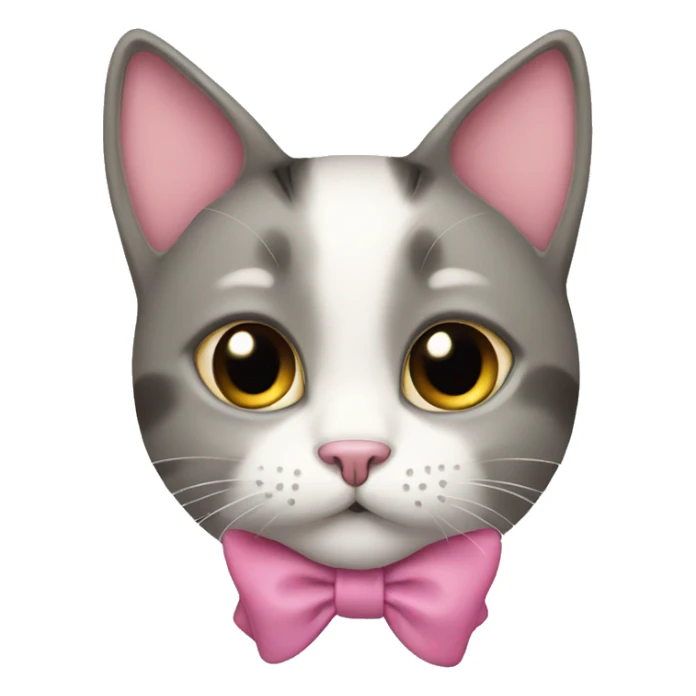 cat with a bow on the ear the bow is pink sticker