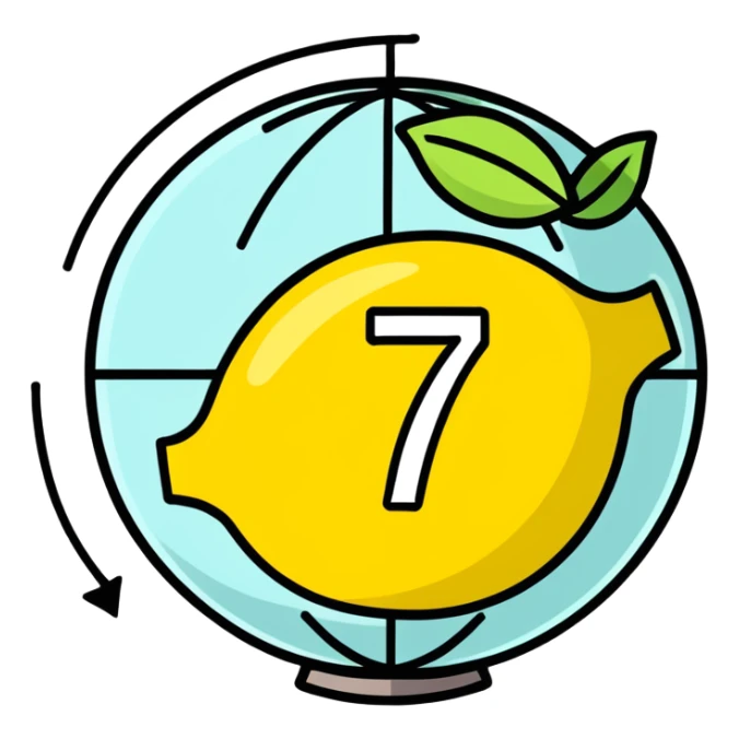 Globe in the shape of a lemon that says 7 Lemon sticker