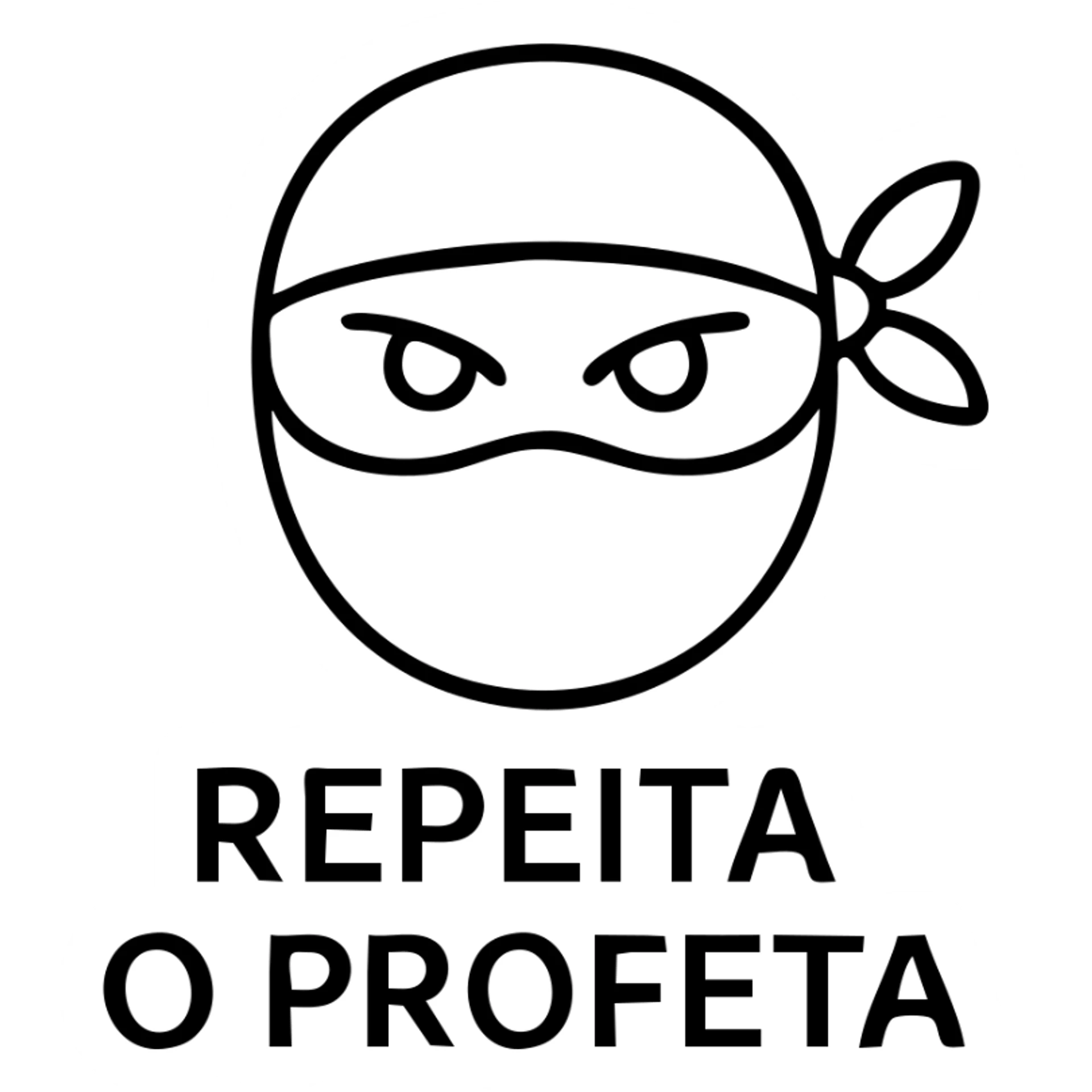 ninja with red eyes and the logo 'repeita o profeta' sticker