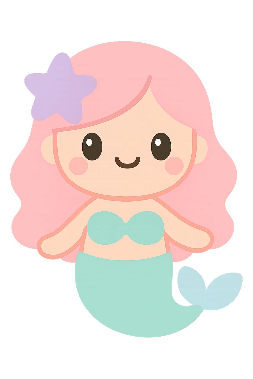 adorable mermaid emoji, kawaii style sticker