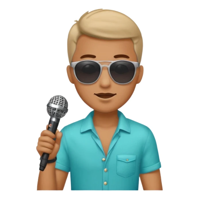 man with summer clothes and sun glasses holding microphone sticker