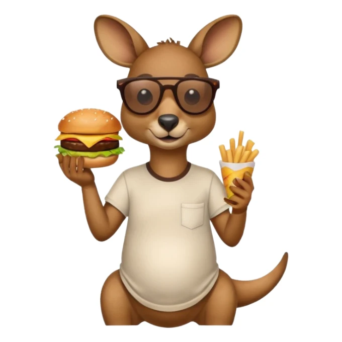kangroo with hamburger wearing tshirt and sunglasses sticker
