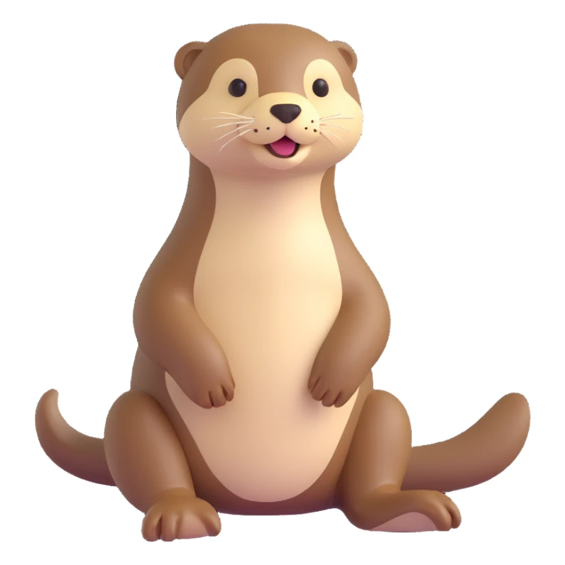 cream color otter, sitting, minimal style sticker