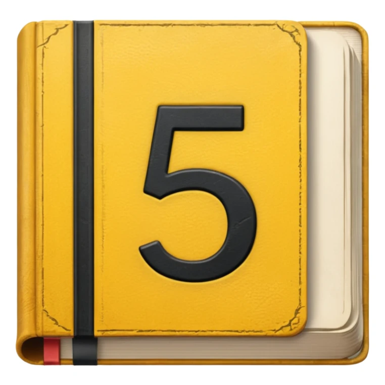 Yellow book with a number "5" in the cover sticker