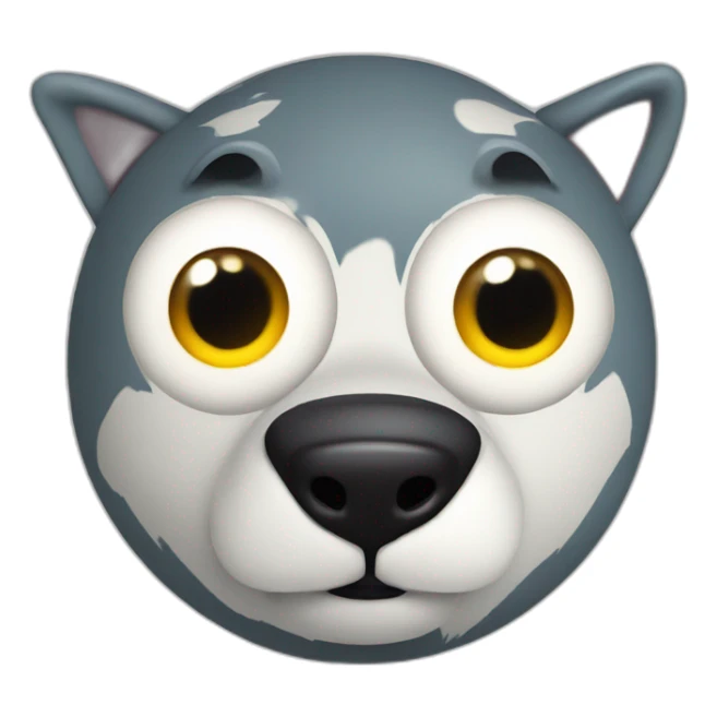 3d sphere with a cartoon Wolf skin texture with big childish eyes sticker