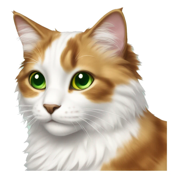  fluffy white calico cat with green eyes sticker