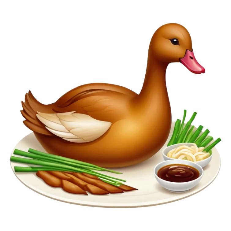 Peking duck, crispy golden skin, Chinese cuisine, emoji style sticker