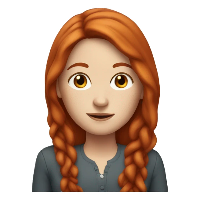 white woman with freckles with long red hair in a middle part sticker