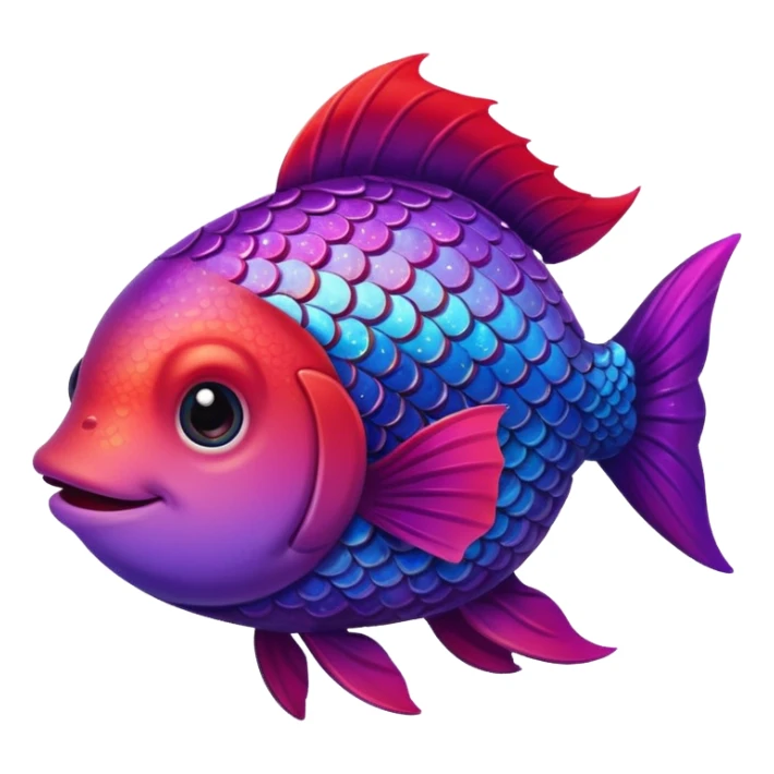 color gradient between red and purple glitter cute happy fish sticker