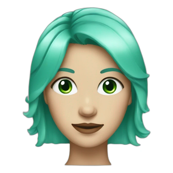 woman with blue eyes ande green hair  sticker