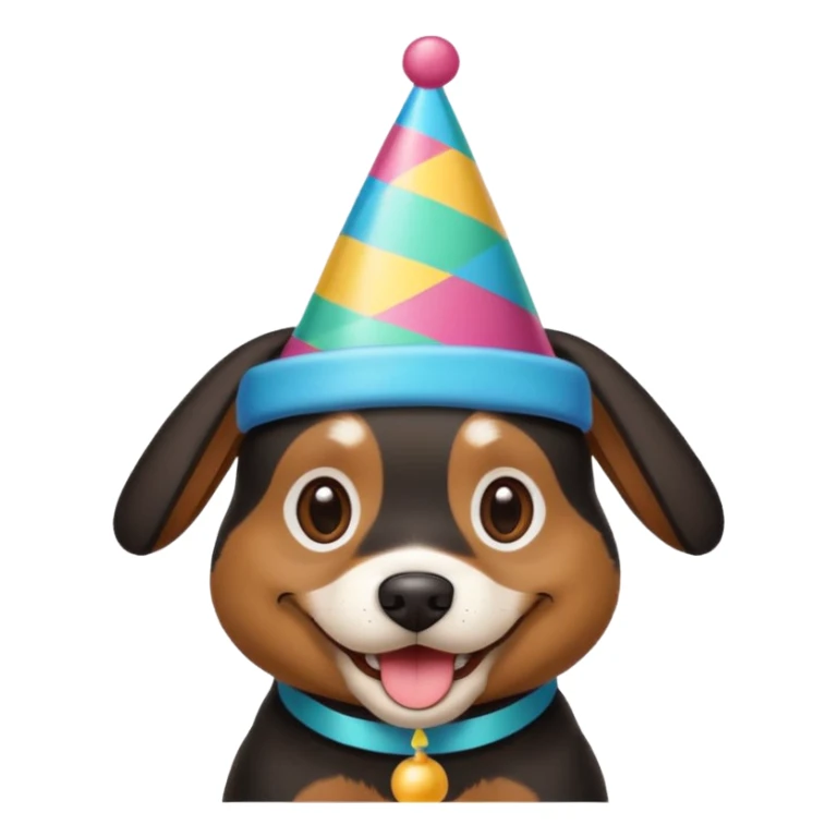 black and brown dog at a birthday party sticker