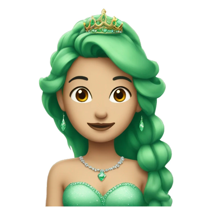 princess with green hair and a tiara  sticker