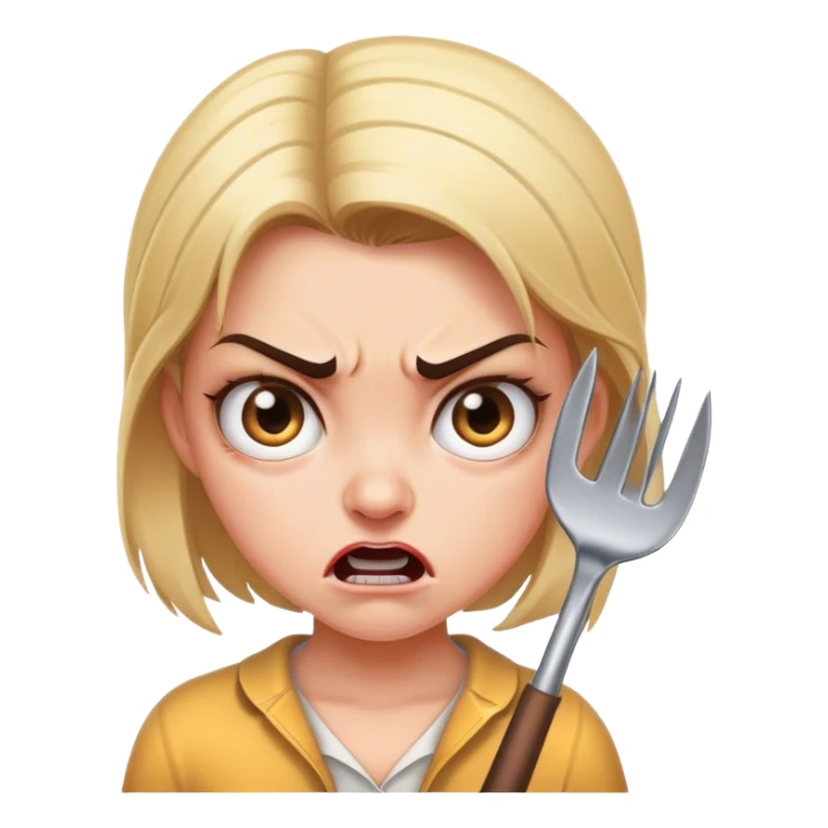 Angry girl with pitch fork sticker